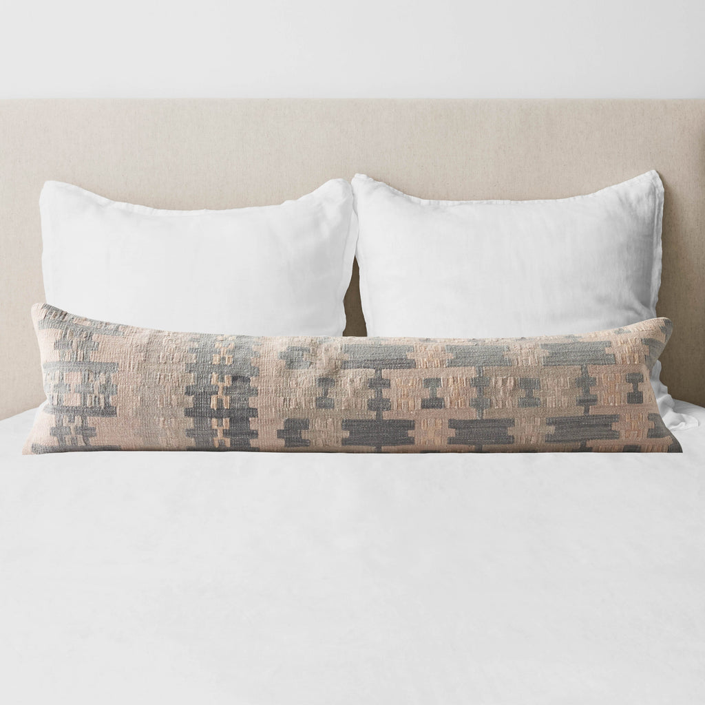 Extra-Long Decorative Lumbar Pillow with Subtle Geometric Texture