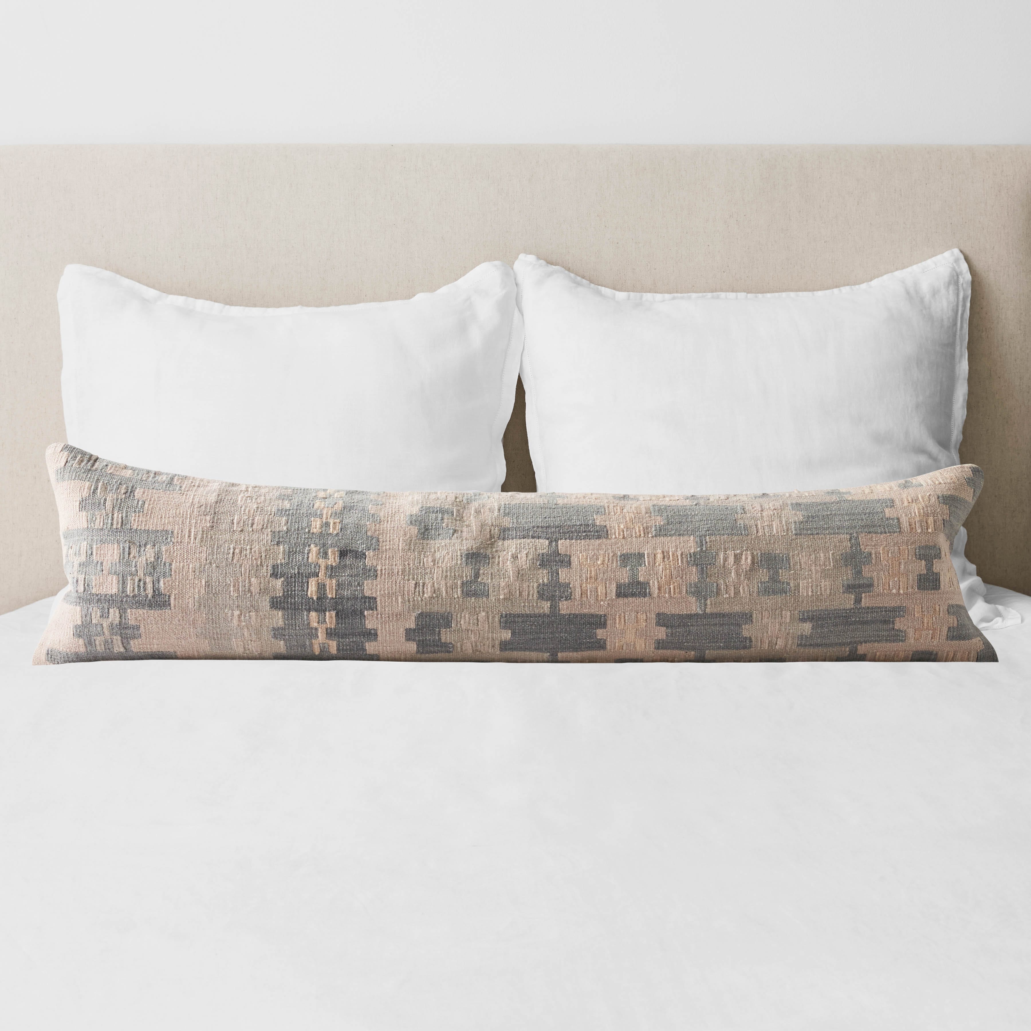 Extra-Long Decorative Lumbar Pillow with Subtle Geometric Texture