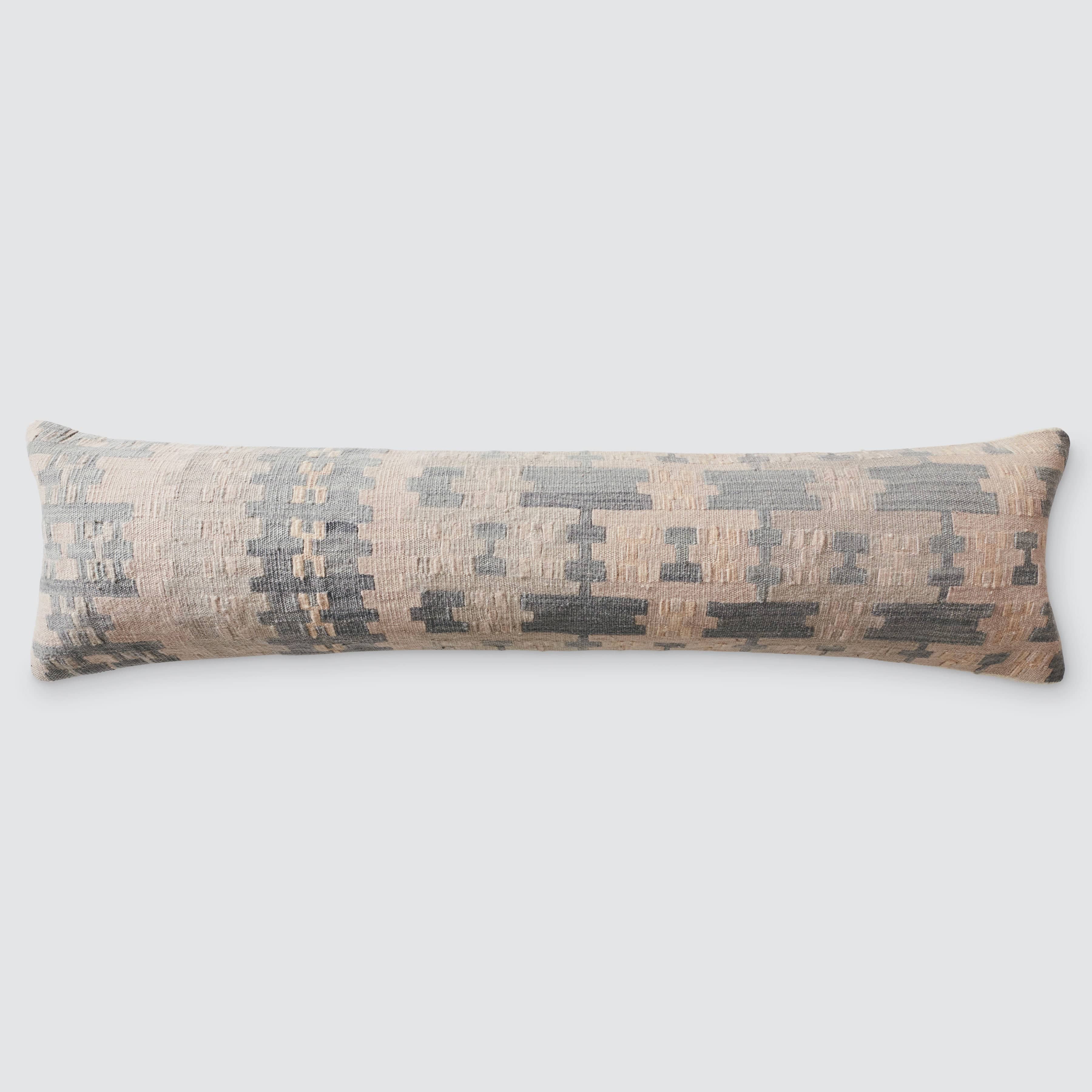 Extra-Long Decorative Lumbar Pillow with Subtle Geometric Texture