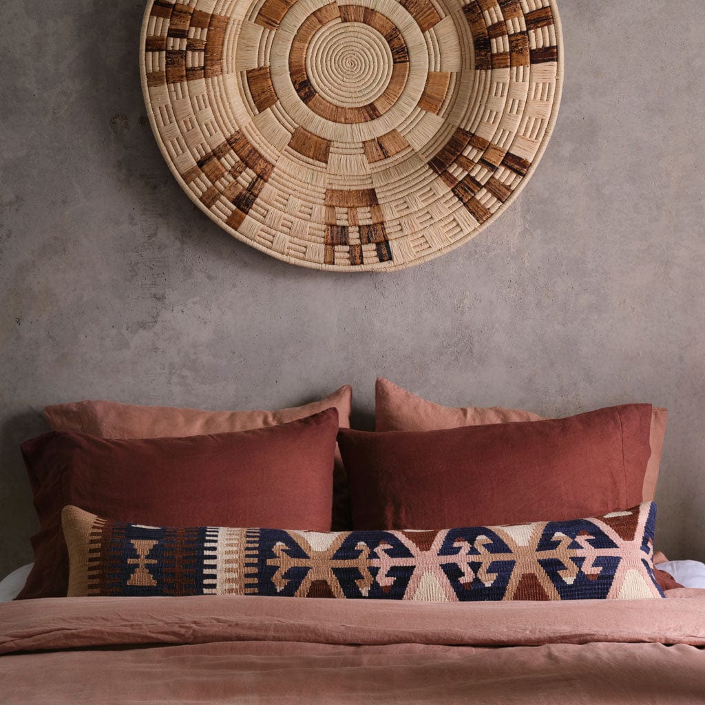 Decorative Lumbar Pillow with Geometric Motif | Contrast Color Design