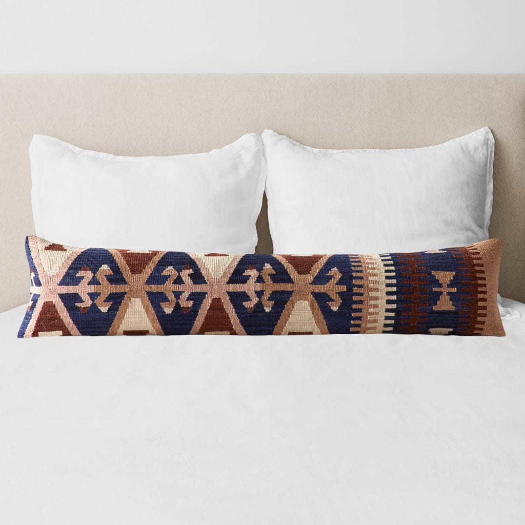 Decorative Lumbar Pillow with Geometric Motif | Contrast Color Design