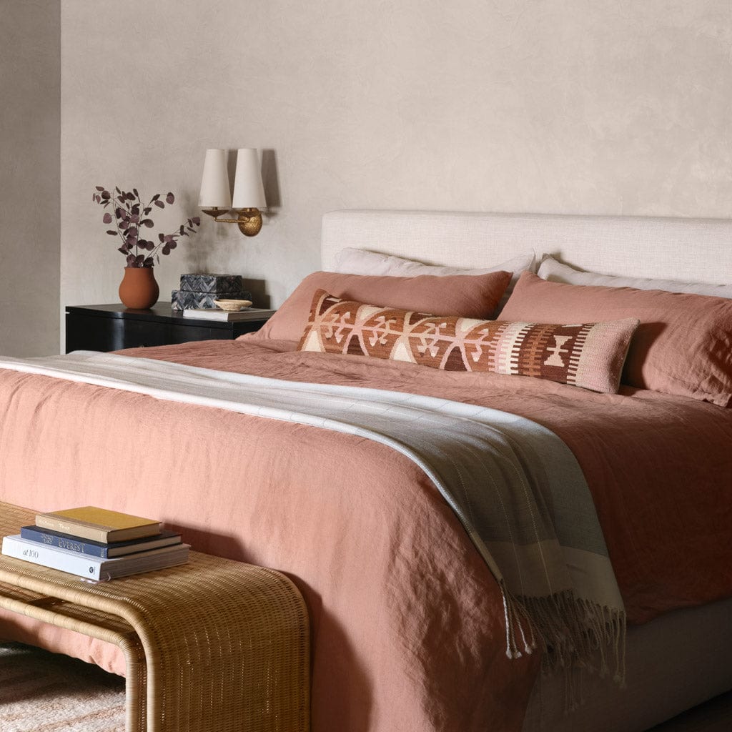 Decorative Lumbar Pillow with Geometric Motif | Contrast Color Design