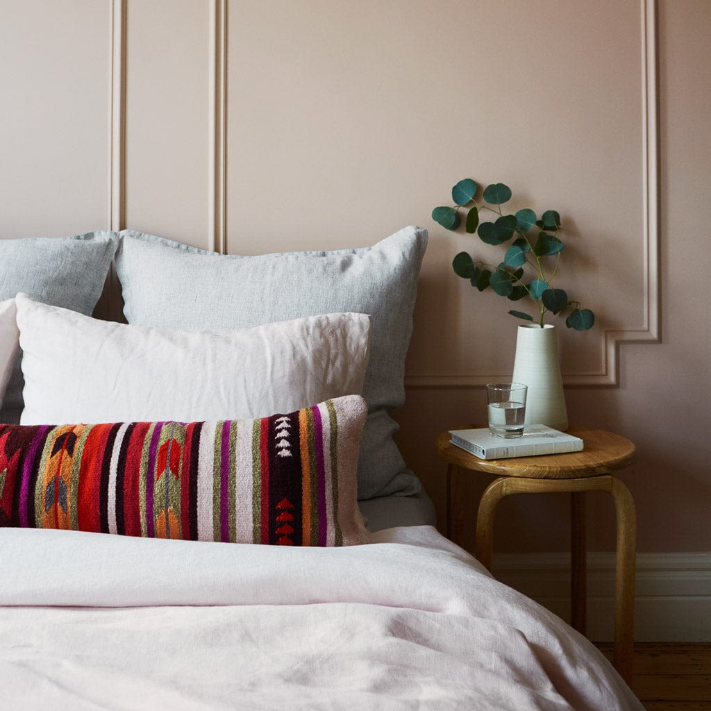 Decorative Lumbar Pillow with Colorful Stripe Pattern | Extra-Long Design