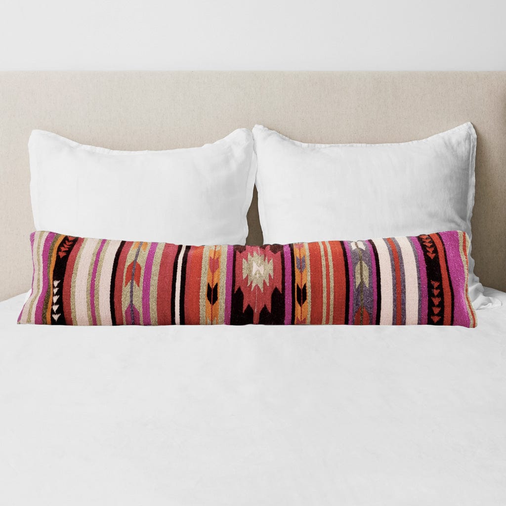 Decorative Lumbar Pillow with Colorful Stripe Pattern | Extra-Long Design