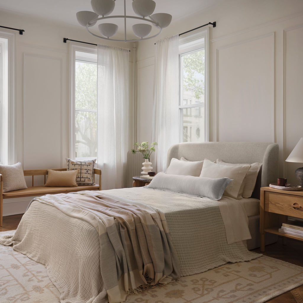 Decorative Lumbar Pillow with Fine Stripe Texture | Extra-Long Design