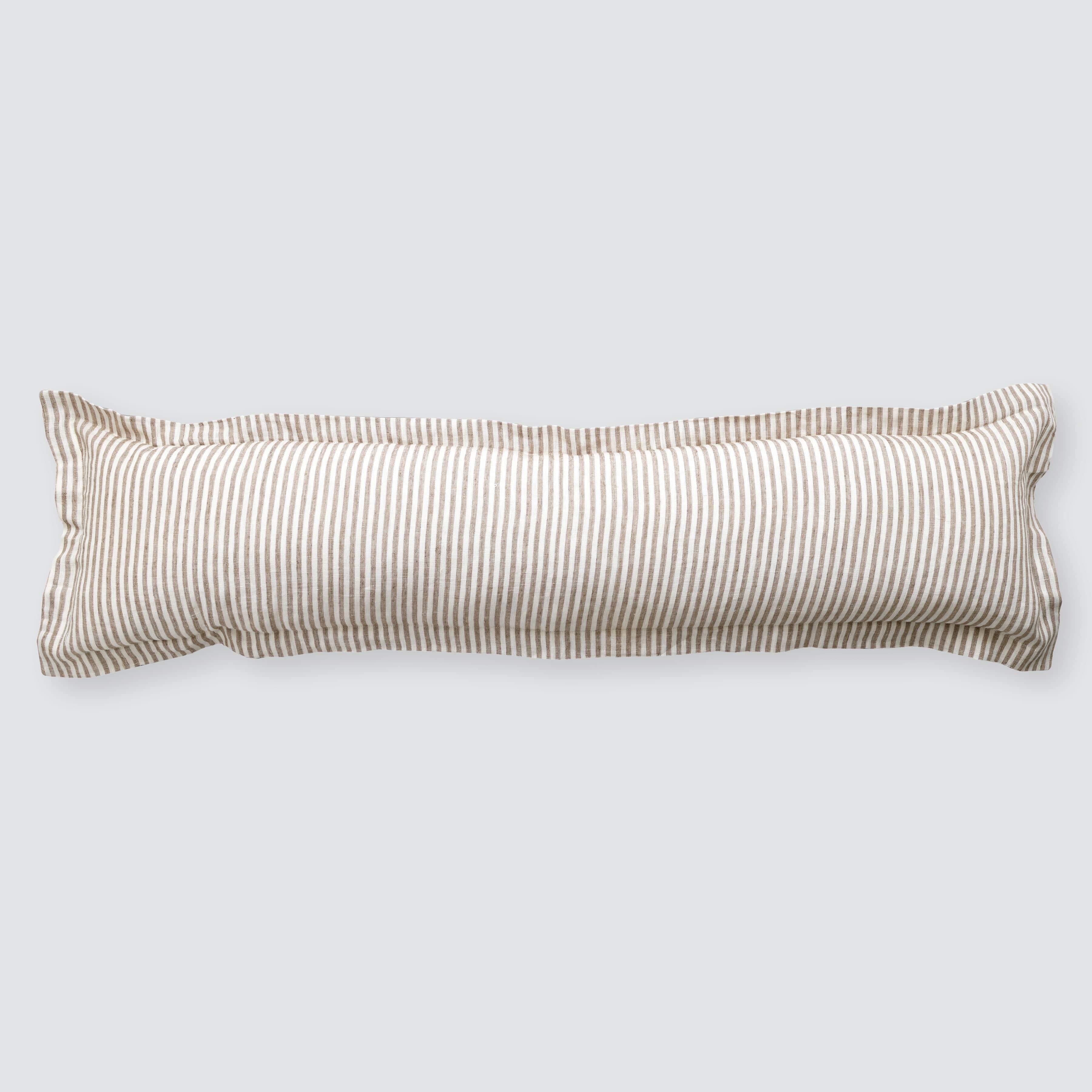 Decorative Lumbar Pillow with Fine Stripe Texture | Extra-Long Design