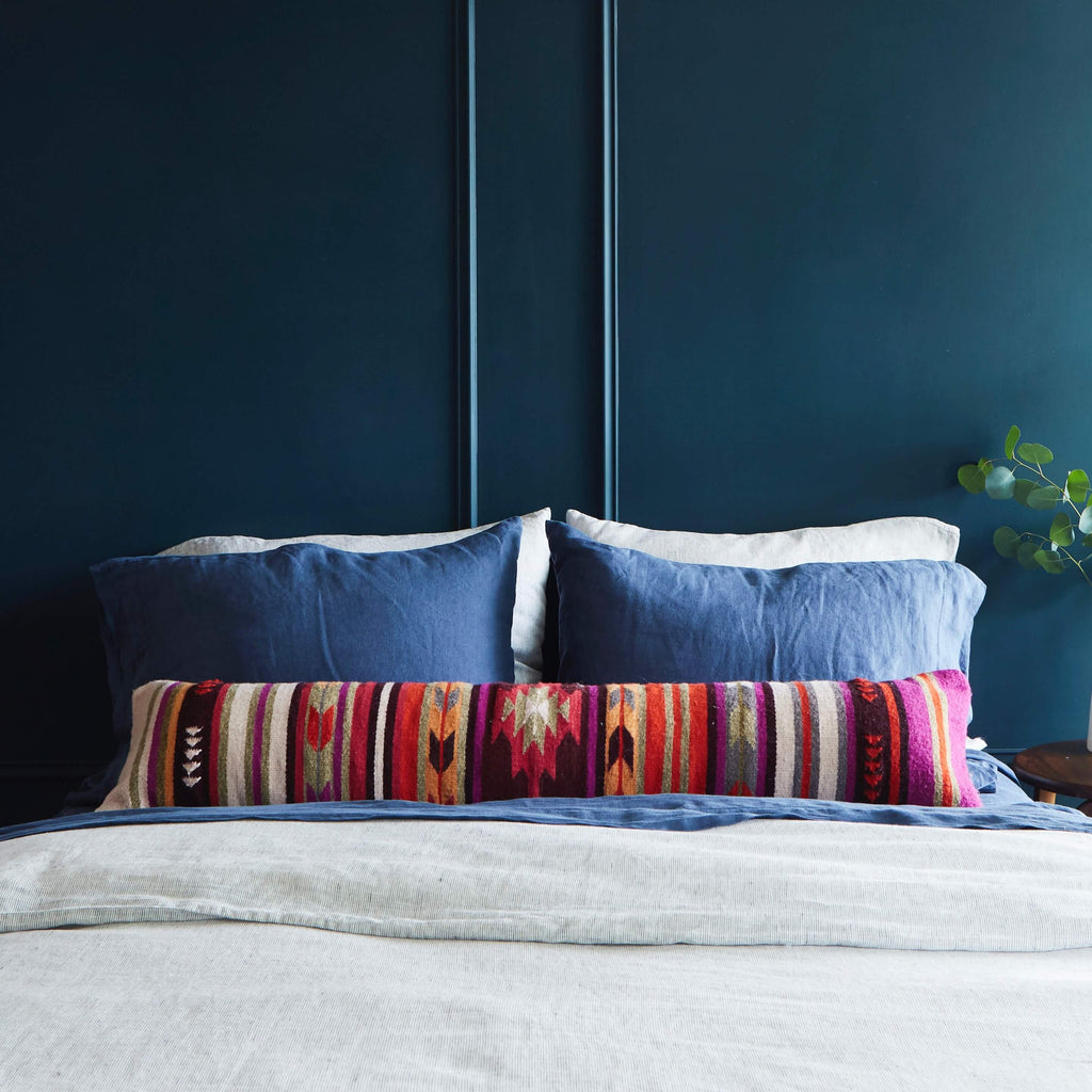 Decorative Lumbar Pillow with Colorful Stripe Pattern | Extra-Long Design